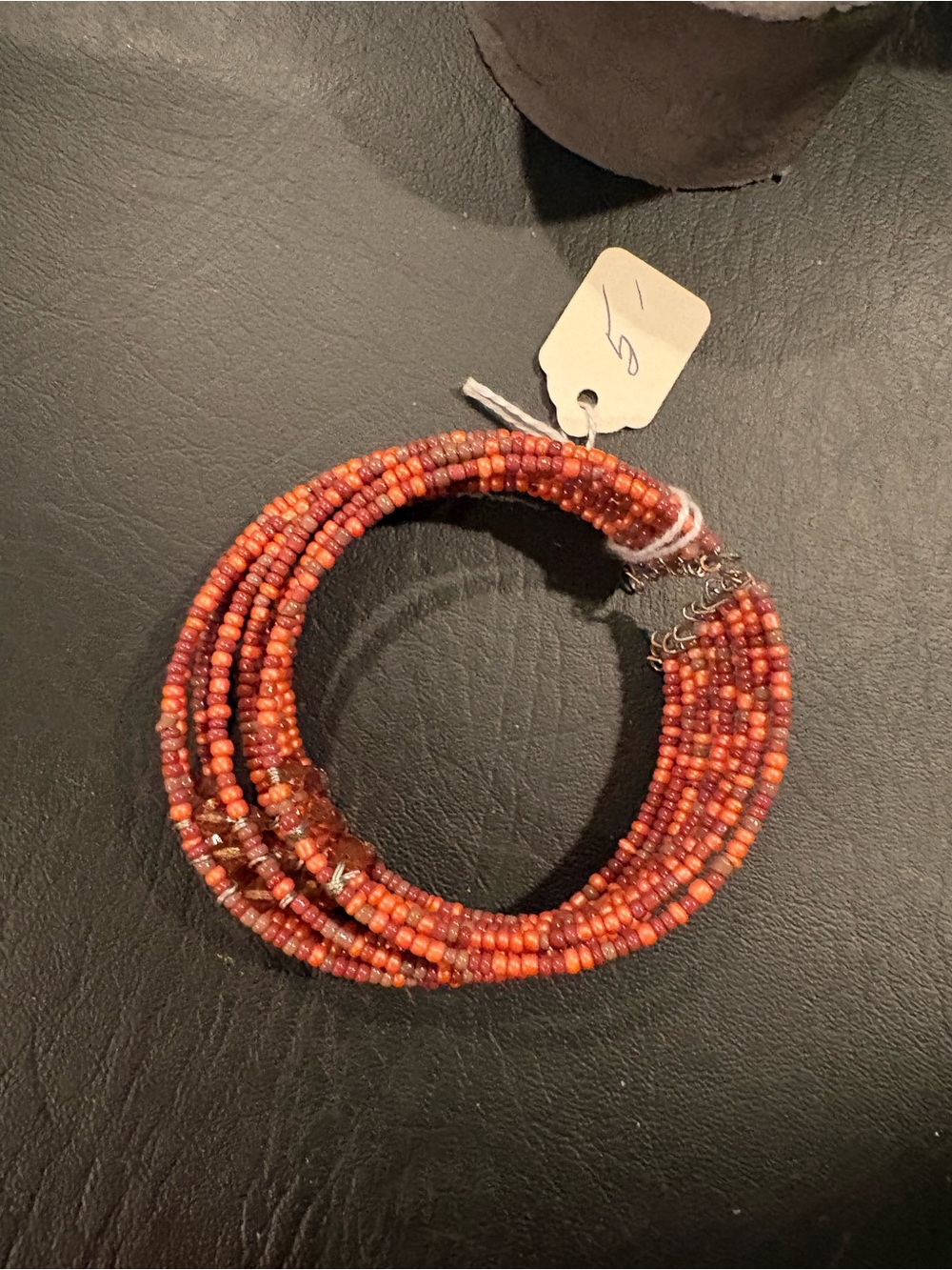 Handmade Orange Seed Bead Multi-Strand Bracelet
